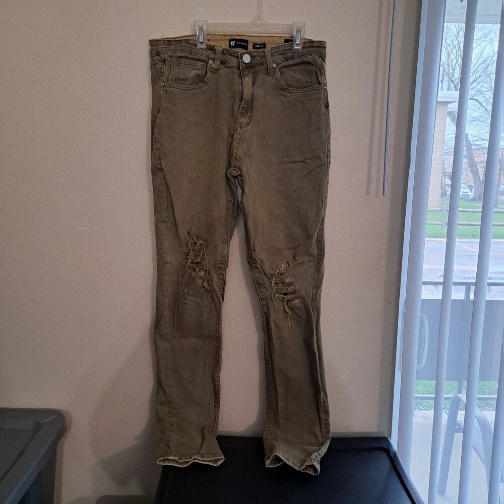 WAIMEA Pants Size 32Wx32 Skinny Fit Copper/light brown Jeans with Zippers Men's